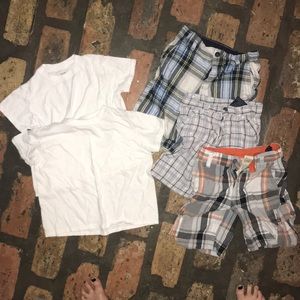 boys bundle of shorts and white tees